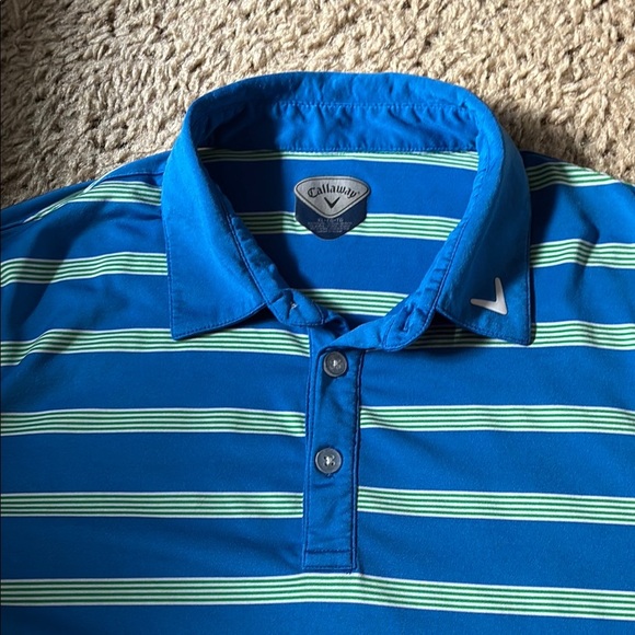 Callaway Blue and Green Polo Shirt with Classic Stripes - Picture 3 of 11